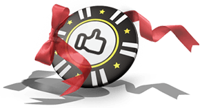 Ein Casino Chip mit 'Daumen hoch' Symbol.